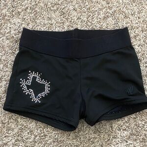 Black cheer Shorts with Rhinestone Texas Detail